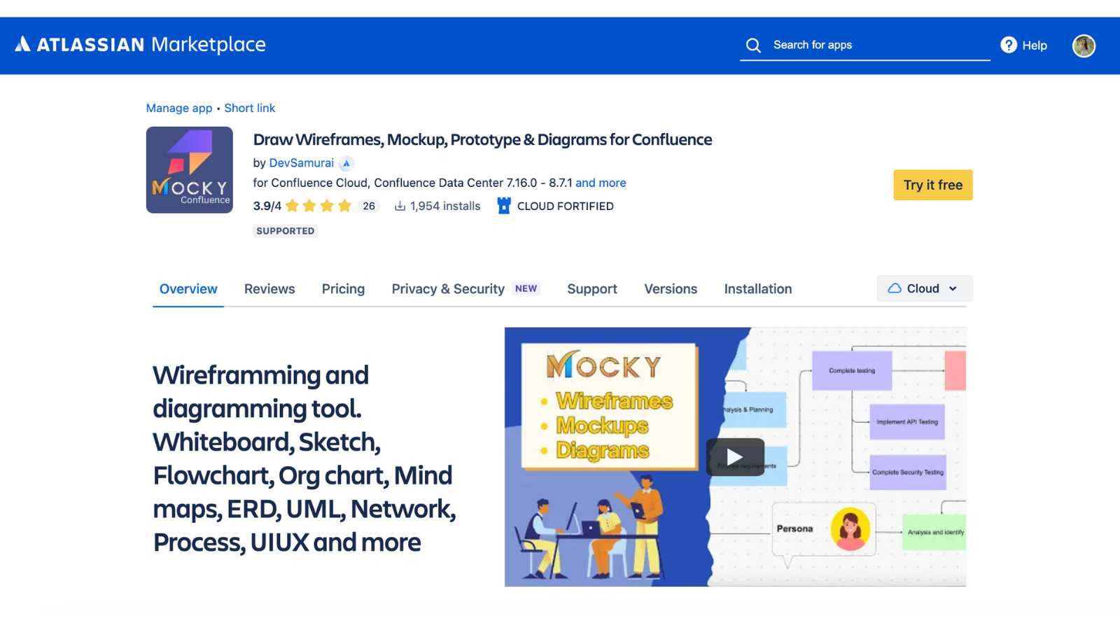 Mocky webpage wireframe tool for Confluence